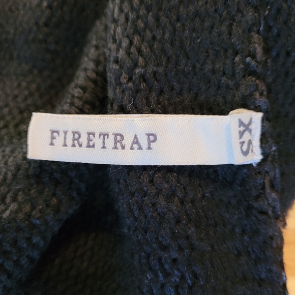 Firetrap Y2k Ultra Rare Zipped Cropped Sweater In Black Burn Shiny Effect - Xs - Picture 6 of 7